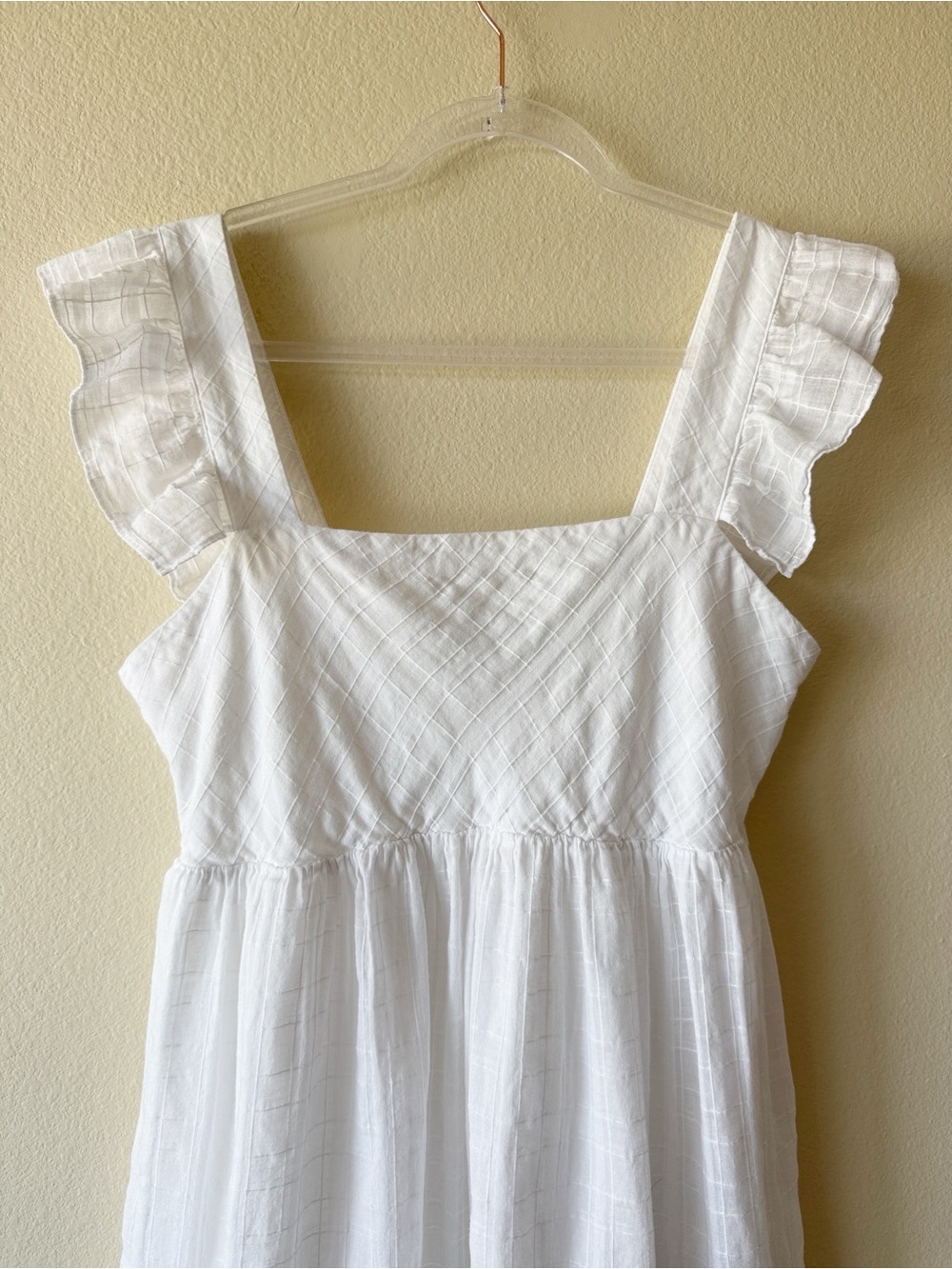 Vineyard Vines White 100% Cotton Ruffle Sleeve Babydoll Mini Dress Size Medium - Picture 3 of 12